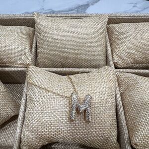 Gold filled M initial cz necklace